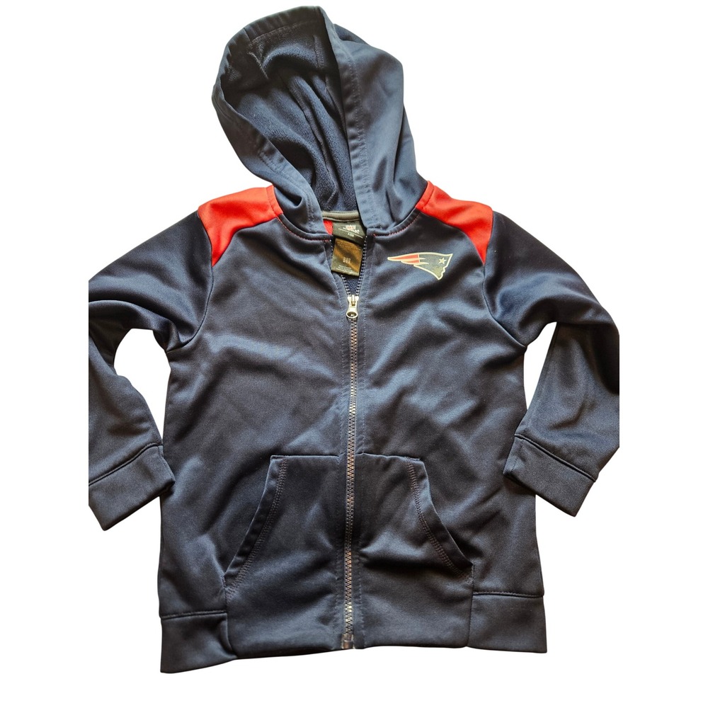 NFL Team Apparel New England Patriots Kids Full Zip Hoodie Navy Red Size M 5/6